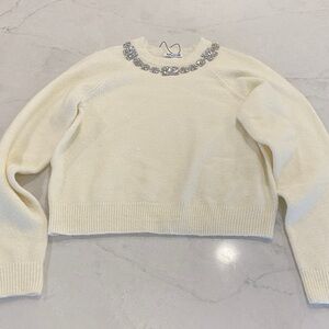 Express Cream Sweater with Silver Embellishments